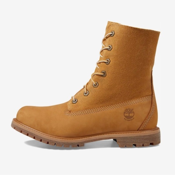 Timberland Teddy Fleece Fold-Down honey wheat suede lace up combat boots size 10 - Picture 3 of 12